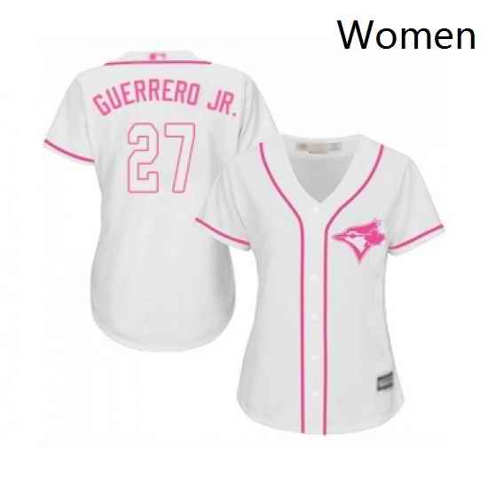Womens Toronto Blue Jays 27 Vladimir Guerrero Jr Replica White Fashion Cool Base Baseball Jersey